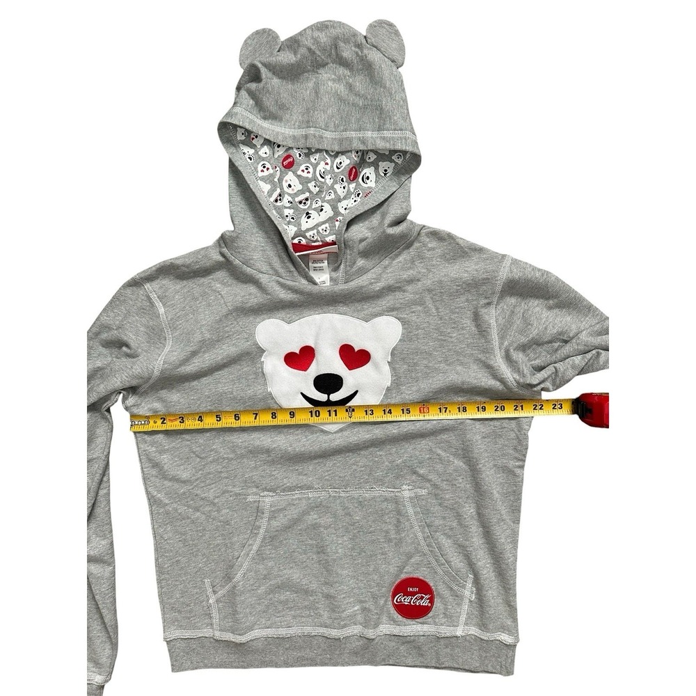 Coca Cola Hoodie Sweatshirt Womens Gray Polar Bear Coke Pullover Size L - Picture 4 of 5